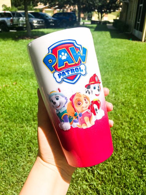 Paw Patrol Tumbler, Pink Paws, Kids Tumbler, World Of Gumball, The Amazing World Of Gumball, Paw Patrol, Custom Tumblers, Tumbler, Hand Painted