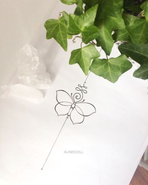 Do not copy or reproduce my work. #unalome #unalometattoo #alinecoill #butterfly #butterflytattoo #spring #yoga #yogainspiration… Unalome With Butterfly Tattoo, Unalome Butterfly Tattoo, Simple Lotus Tattoo, Green Greenhouse, Borboleta Tattoo, Spring Yoga, Yoga Tattoos, Butterfly Spring, Boho Tattoos