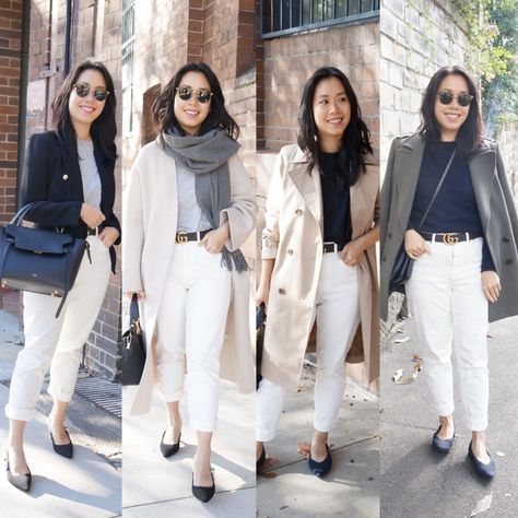 Everlane Curvy Cheeky Jeans, Curvy White Jeans Outfit, Girly Korean Outfits, What Are People Wearing, Girly Korean, Straight White Jeans, Ecru Jeans, English Clothes, White Jeans Outfit