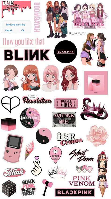 Black Pink Stickers Printable Aesthetic, Black Pink Cute Stickers, Blackpink Stickers Printable Aesthetic, Blackpink Stickers Printable Set, Blackpink Stickers Printable, Black Pink Stickers, K Pop Design, Bp Stickers, Blackpink Design