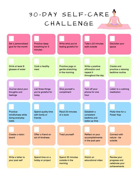 30 Day Self Care Challenge! 30 Day Glow Up Challenge Beauty, 30 Day Glow Up Challenge, Self Care Weekend, 30 Day Self Care Challenge, 30 Day Self Care, Bookish Crafts, Glow Up Challenge, To Do Ideas, 30 Days Challenge