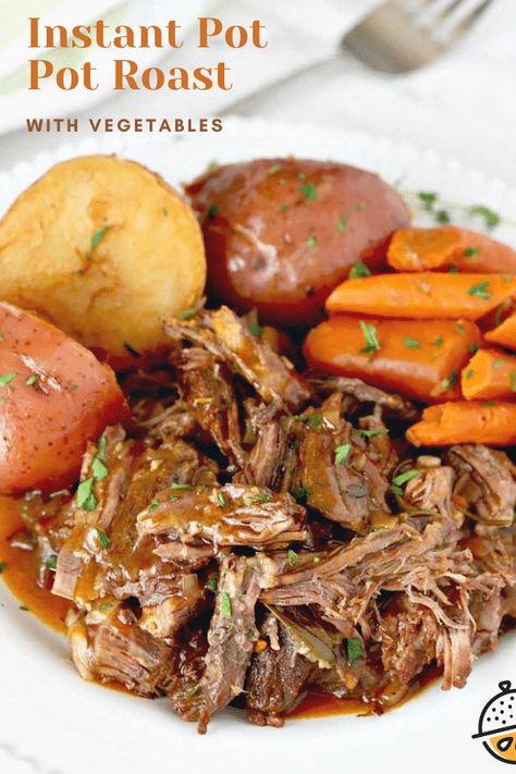 Mouthwatering tender pot roast with vegetables smothered in the most luscious and flavorful gravy. This easy to make pot roast recipe cooks in a fraction of the time with the help of your Instant Pot pressure cooker! #recipe #beef #glutenfree #withgravy #potatoes #pressurecooker #potroast #best Cooking A Rump Roast, Roast Dinner Recipes, Slow Cooker Pot Roast Recipes, Rump Roast, Best Pot Roast, Beef Pot Roast, Slow Cooker Roast, Crockpot Roast, Pot Roast Slow Cooker