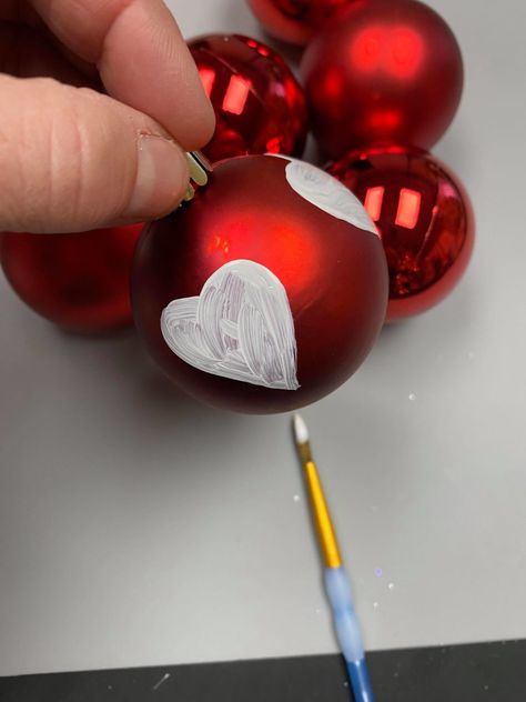 DIY Valentine Ball Ornament - The Shabby Tree Valentine Tree Decorations Diy Projects, Diy Valentine Tree Ornaments, Valentine’s Day Tree Ornaments, Valentines Day Ornaments Diy, Valentine Ornaments For Tree, Diy Valentine Ornaments, Valentine’s Day Ornaments, Diy Valentines Ornaments, Valentine Ornaments Diy