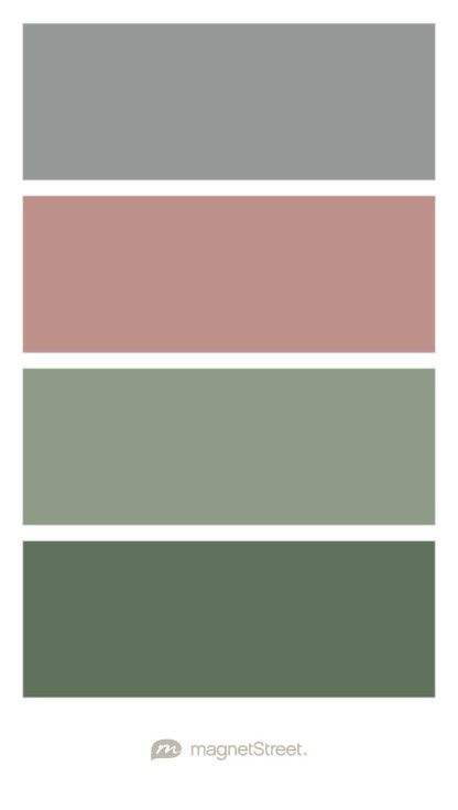 Gray, Ash Rose, Green Willow, and Cactus Wedding Color Palette - custom color palette created at MagnetStreet.com Green Pink Grey Color Palette, Pink Gray Green Color Palette, Gray And Green Palette, Sage Green Pink And Gray Bedroom, Color Pallets With Sage Green, Sage And Rose Bedroom, Green And Pink Colour Scheme, Sage Bedroom Ideas Colour Palettes, Green Gray Palette