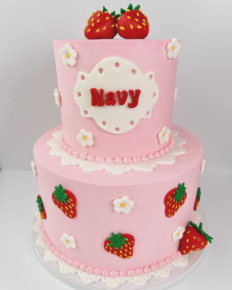 Berry First Birthday Cake 🍓 #customcake #customcakes #tieredcake #tieredcakes #buttercreamcake #buttercreamcakes #buttercream #fondant #fondantdecoration #strawberry #strawberries #berryfirstbirthday #berryfirstbirthdaycake #firstbirthday #firstbirthdaycake #cakedecorating #cakedesign #cakeart #cakedecorator #cakedesigner #cakeartist #baker #njbaker #njcakes #njdesserts Berry First Bday Cake, A Berry Sweet Baby Is On The Way Cake, My Berry First Birthday Cake, Strawberry Themed Birthday Cake, Strawberry First Birthday Cake, Berry Birthday Cake, Berry 1st Birthday Cake, Strawberry Theme Cake, Berry First Birthday Cake