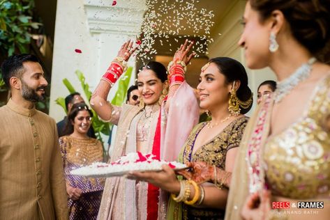 Here Are Some Photos From Sonam Kapoor's Wedding You Might Not Have Seen! *Lots Of Ranveer Here Too! | WedMeGood Flower Chadar For Bride, Flower Chadar For Bride Entry, Chadar For Bride, Vidai Ceremony, Flower Chadar, Bride Entry, Dubai Wedding, Bollywood Wedding, Sonam Kapoor