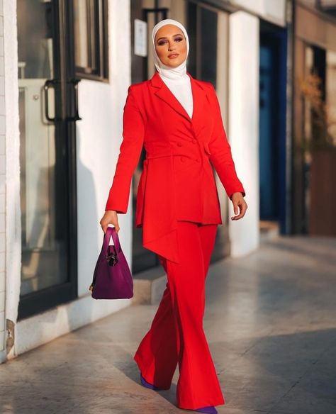 Outfits For Hijab, All Red Outfit, Red Hijab, Red Outfits, Hijab Outfits, Style Hijab, Fashion Hijab, Muslimah Fashion Outfits, Outfit Hijab