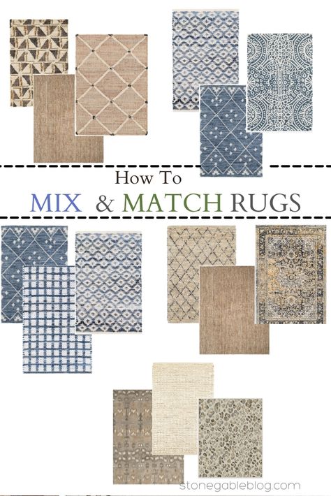 Mixing and matching rugs in your home may seem like a daunting task but with these savvy tips, you will mix and match them like a pro. Rug In Living Room And Dining Room, 3x5 Area Rugs, Farmhouse Area Rug 9x12, How To Mix Rugs In The Same Room, Rugs Throughout The House, Two Different Rugs In The Same Room, Rooms With Two Rugs, Rugs In Living Room And Dining Room, Area Rug In Dining Room