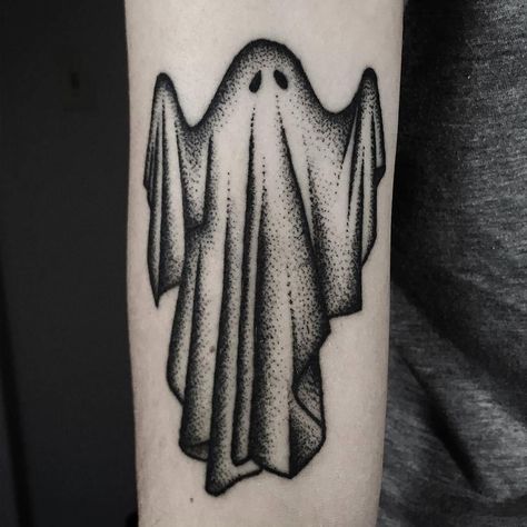 right forearm Pin Tattoo, Neat Tattoos, Halo Tattoo, Rip Tattoo, Emo Tattoos, Tattoo Shading, Ghost Tattoo, Spooky Tattoos, Halloween Tattoo