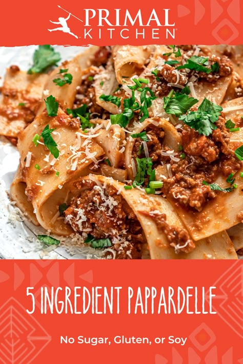 Stay pasta-tive this winter with a 5-ingredient Pappardelle and Meat Sauce recipe! Made with Palmini Lasagna Noodles and Primal Kitchen spicy Arrabbiata Marinara Sauce, this feisty, flavorful dish will be a new Italian-inspired favorite. Get 20% off with code: PKPIN Easy Lasagna Recipe With Ricotta And Ravioli, Italian Sausage And Burrata Pasta, Easy Lasagna Recipe With Ricotta Spinach, Italian Sausage Lasagna Recipe Ricotta, True Italian Lasagna Recipe, Primal Kitchen, Meat Sauce, Italian Dishes, Ground Beef Recipes