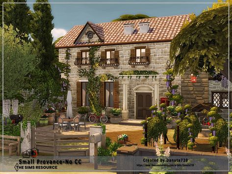 The Sims Resource - Small Provance-No CC Sims 4 Tiny Cottage, Sims 4 Cottage Living Tiny House, Sims 4 Cottage Living No Cc, Sims 4 Cordelia's Secret Cottage, Sims 4 Cottage Living, Small English Cottage, Sims4 Lots No Cc, Sims 4 Lots, Ocean Spa