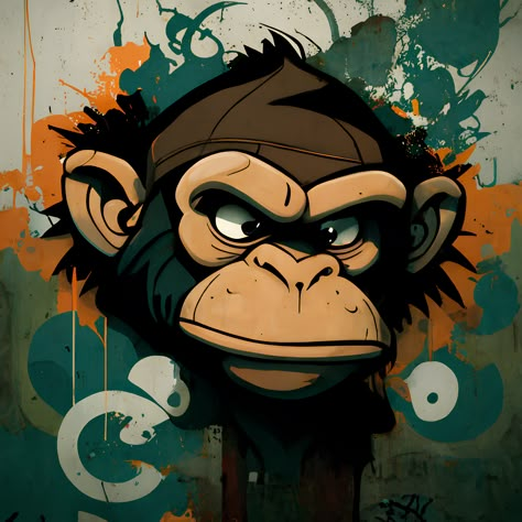 Graffiti Monkey Boss by Denys Toropov Monkey Graffiti, Monkey Cartoon, Monkey Drawing, Gorilla Gorilla, Jungle Monkey, Monkey Bar, Apron Ideas, Monkey Tattoos, Band Art