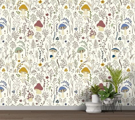 Wallpaper Mushroom, Paradise Wallpaper, Mushroom Wallpaper, Peel And Stick Vinyl, Wallpaper Peel And Stick, Wallpaper Removable, Smooth Walls, Wallpaper Size, Wall Board