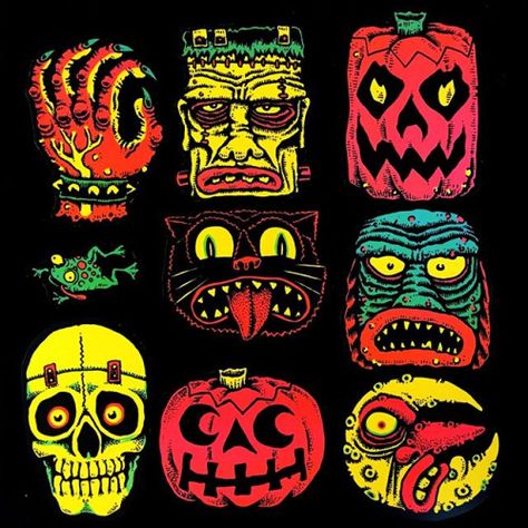 Halloween Sticker Sheet, Halloween Cut Outs, 80s Halloween, Punk Halloween, Halloween Monsters, The Boogeyman, Vintage Horror, Retro Halloween, Halloween Masks