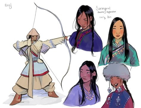 Archer Rpg, Bev Johnson Art, Bev Johnson, World Building, Fantasy Clothing, Mongolia, Character Portraits, Character Inspo, Archery