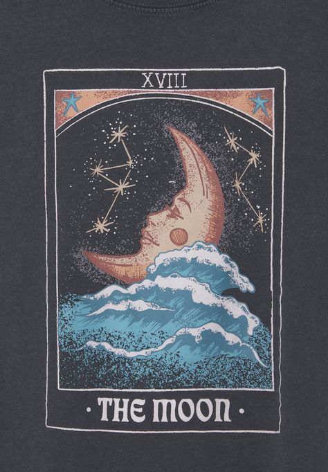 PULL&BEAR SHORT SLEEVE TAROT - Potiskana majica - dark grey Pull & Bear, Fantasy Artwork, T Shirt Print, Shirt Print, Tshirt Print, Dark Grey, Printed Shirts, Grey, T Shirt