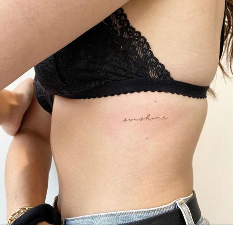 Serendipity Tattoo, Small Rib Tattoos, Side Tattoos Women, Minimalistic Tattoos, One Word Tattoos, Rib Tattoos For Women, Tattoos Inspo, Native Tattoos, Cursive Tattoos