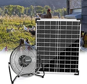 Fanspex 8" Solar Fan, 20W Solar Panel Powered Fan Kit for Outdoor Cooling 7/24 Use, High Velocity Portable Floor Fan for Outside Chicken Coop, Small Greenhouse, Dog House, 2-Speeds, 40dB Low Noise Solar Powered Fan, Solar Fan, Rain Barrels, Portable Greenhouse, Small Greenhouse, Rain Barrel, Small Fan, Solar Wind, Battery Backup