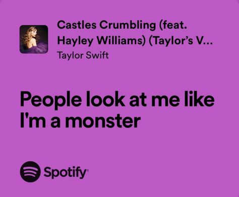 Taylor Swift Castles Crumbling Taylor Swift Lyrics, Castles Crumbling Taylor Swift, New Lyrics, Lightning In A Bottle, Mad Women, Taylor Lyrics, Girls Music, Me Too Lyrics, Saddest Songs