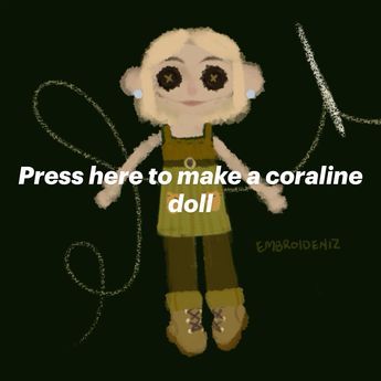 Make your own Coraline doll here #doll #coraline #zephyria Coraline Taffy Bowl, Making My Own Coraline Doll, Make Your Own Coraline Doll, Coraline Party Favors, How To Make Coraline Doll, Coraline Gift Ideas, How To Make A Coraline Doll, Coraline Doll Drawing, Diy Coraline Doll