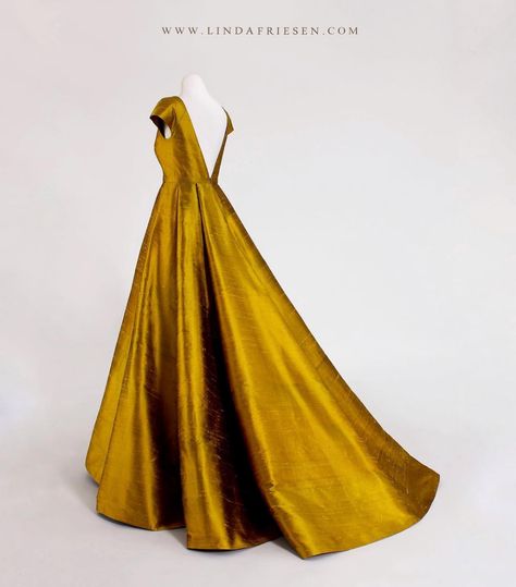 Silk Dupioni Dress, Sun Wedding, Gown Fitted, Royal Gowns, 1910s Fashion, Silk Dupioni, Ochre Yellow, Silk Outfit, Yellow Silk