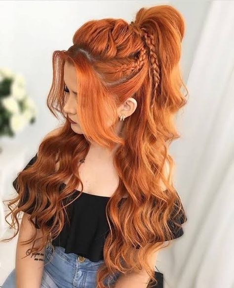 Hairstyles Prom, Hairstyles Ponytail, Fest Outfits, Viking Hair, Quince Hairstyles, Hair Prom, Long Red Hair, Hair Up Styles, Prom Hairstyles