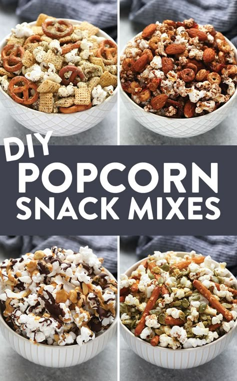 Give your snacking a major makeover with these 4 DIY Easy Popcorn Snack Mixes! They're made with JOLLY TIME Pop Corn popped on the stovetop with different healthy add-ins for a flavorful, crunchy snack. #snack #healthysnack Popcorn Snack Mix Recipes, Popcorn Snacks Healthy, Easy Popcorn, Food Recipes Chicken, Diy Popcorn, Healthy Popcorn, Popcorn Mix, Fit Foodie Finds, Trail Mix Recipes