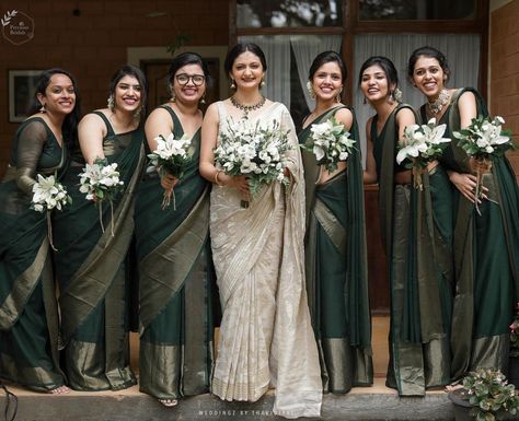 Green Saree Bridesmaid, Christian Bridesmaid Dresses, Hindu Wedding Outfit, Bridesmaid Dress Patterns, Bridesmaid Dress Indian, Christian Wedding Dress, Bridesmaid Indian, Christian Wedding Gowns, Bridesmaid Dresses Indian