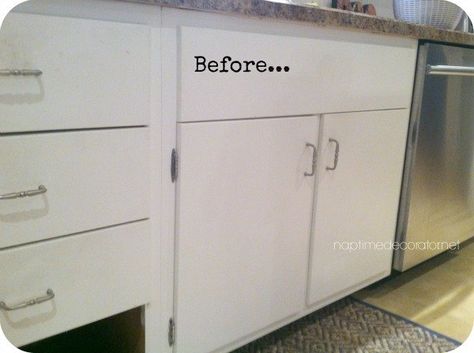 adding trim to 1960s cabinets, diy, kitchen cabinets, kitchen design, woodworking projects Adding Trim To Kitchen Cabinets, Flat Front Kitchen Cabinets, Flat Kitchen Cabinets, Flat Cabinet Doors, Kitchen Cabinets Trim, Flat Front Cabinets, Flat Cabinets, Diy Kitchen Cabinets Makeover, Cabinet Molding