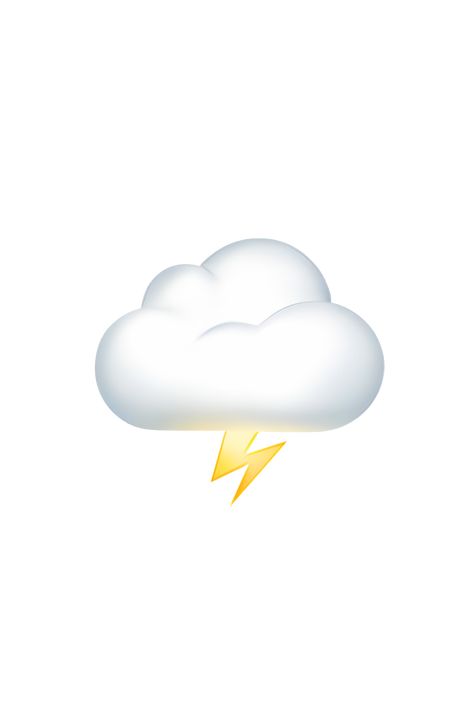 The emoji 🌩️ depicts a white cloud with a jagged bolt of lightning striking down from it. The cloud has a grayish-blue tint to it, and the lightning bolt is bright yellow. The lightning bolt is depicted as a zigzag line with small lines branching off of it to represent the electrical charge. The overall appearance of the emoji is dramatic and intense, conveying the power and energy of a thunderstorm. Cloud With Lightning, Cloud Emoji, Bolt Of Lightning, Emojis Iphone, Apple Emojis, Emoji Copy, Emoji Dictionary, Notion Icons, Lightning Cloud