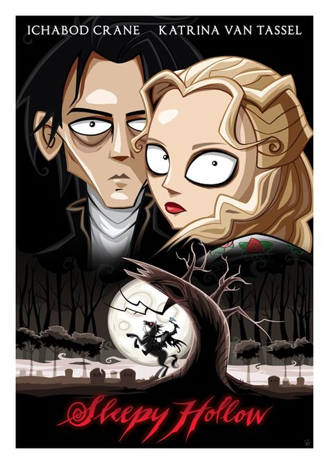 Sleepy Hollow by Ïve Bastrash [©2010] Sleepy Hollow Poster, The Legend Of Sleepy Hollow, Tim Burton Art, Tim Burton Movie, The Lone Ranger, Cartoon Posters, Poster Series, Alternative Movie Posters, Cult Movies