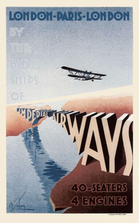 1930 London-Paris-London by the big ships of Imperial Airways, UK vintage travel poster Croydon Airport, Imperial Airways, Vintage Airline Ads, Airplane Poster, British Airline, Vintage Airline Posters, Vintage Airline, Aviation Posters, Tourism Poster