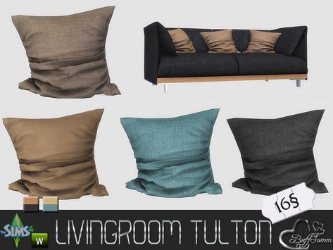 Ikea Loveseat, Tv Pillow, Sims 4 Beds, Coach Pillows, Sims 4 Traits, The Pillows, Sims 4 House Plans, Video Game Room Design, Sims 4 Cc Skin