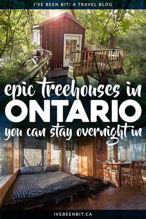 Treehouses in Ontario You Can Stay At For An Unbe-leaf-able Getaway » I've Been Bit! Travel Blog Romantic Airbnb, Ontario Winter, Weekend Getaway Ideas, Ontario Road Trip, Canadian Road Trip, Best Airbnb, Ontario Travel, Canada Travel Guide, Canadian Travel