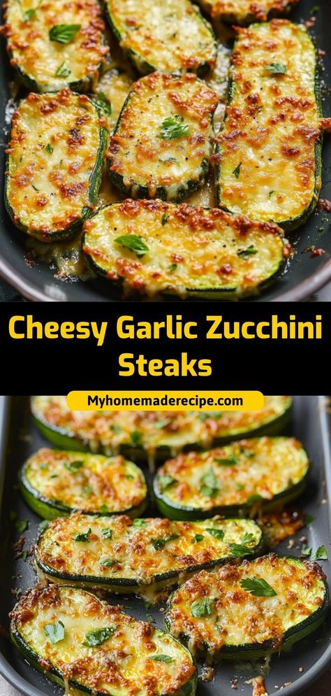 Tender, flavorful, and cheesy, these Cheesy Garlic Zucchini Steaks are a delicious low-carb side dish or main. Packed with garlic and melty cheese, they’re perfect for any meal! Ingredients: 2 large zucchini, halved 1 cup shredded mozzarella cheese 1 tsp garlic powder 1 tbsp olive oil A cheesy, garlicky dish that’s healthy and satisfying Vegetarian Friendly Meals, Veggie Sides With Steak, Low Carb Sides For Steak, Healthy Dinner Sides For Chicken, Cooked Zucchini Recipes, Steak Side Dishes Healthy, Healthy Dinner Recipes With Vegetables, Healthy Sides With Burgers, Easy Healthy Sides For Dinner