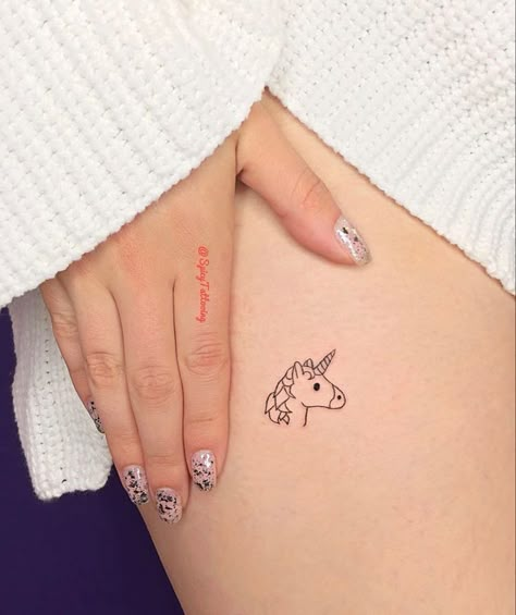 Maya Tattoo, Simple Finger Tattoo, Fingerprint Tattoos, Cartoon Tattoo Ideas, Cousin Tattoos, Unicorn Tattoo, Animated Shows, Character Tattoos, Small Girly Tattoos