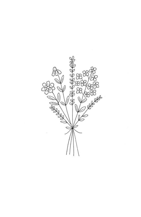 Wildflower Tattoo Linework, Wildflower Doodles Simple, Wildflower Drawing Simple, Simple Flower Doodles, Wildflower Tattoo Design, Wildflower Doodles, Ryn Frank, Wildflower Illustration, Wildflower Drawing