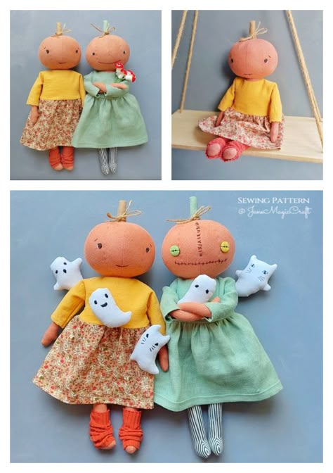 Fabric Pumpkin Doll Sewing Pattern | Fabric Art DIY Easy Sewing Patterns Free, Pumpkin Candy Holder, Pumpkin Socks, Fabric Art Diy, Pumpkin Doll, Doll Patterns Free, Sock Doll, Fabric Sewing Patterns, Doll Sewing