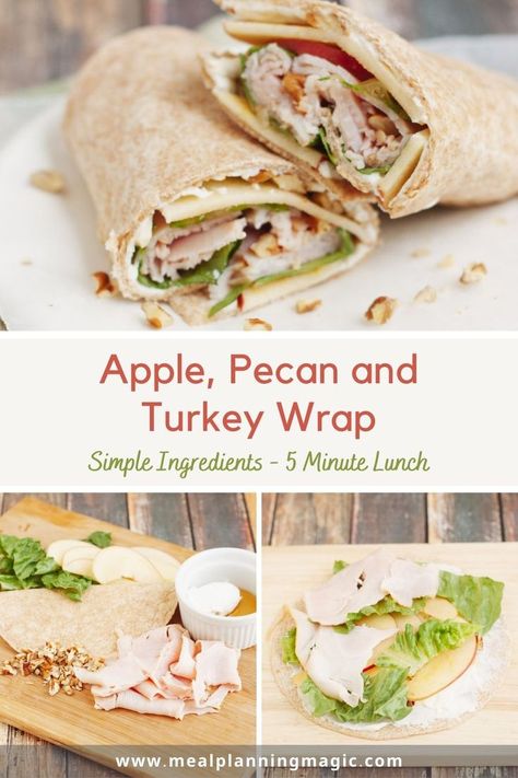 Turkey Wrap Recipes, Sandwich Turkey, Turkey Apple, Turkey Wrap, Fall Wraps, Turkey Wraps, Apple Honey, Course Ideas, Simple Lunch