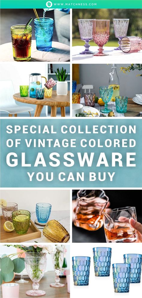 Do you love to have vintage touch even for the details like colored glassware? Well, presenting vintage glass on any occasion will surprise your guests. Therefore, without further ado, here are the information of Special Collection Of Vintage Colored Glassware You Can Buy. #glassware #vintageglassware #coloredglassware Mosser Glassware, Vintage Glassware Collectible, Vintage Colored Glassware, Ceiling Treatments, Colored Glassware, Vintage Glassware, Vintage Colors, The Details, Wall Decor