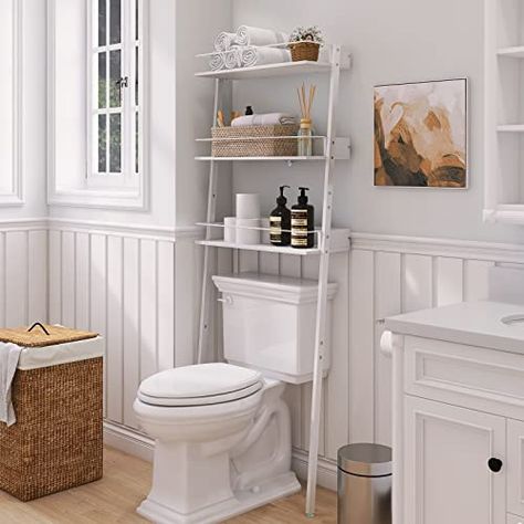 Bathroom Shelves Above Toilet, Toilet Ladder Shelf, Above Toilet, Shelves Above Toilet, Bathroom Ladder, Over The Toilet Storage, Narrow Rooms, Toilet Shelves, Over The Toilet