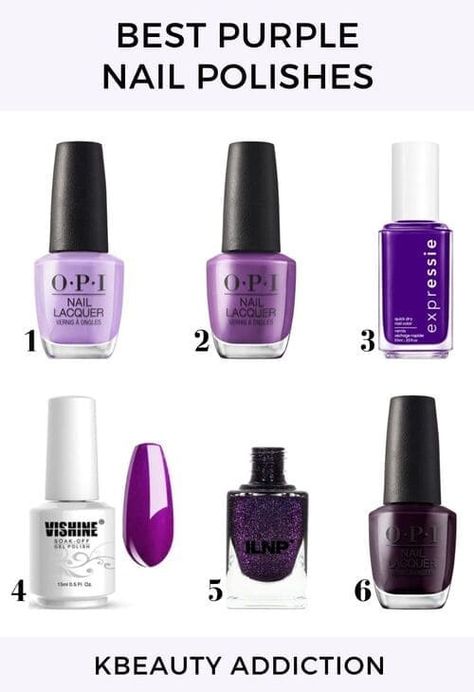 best purple nail polishes Purple Nail Colors Shades, Opi Purple Shades, Opi Purple Gel Polish, Purple Opi Nail Polish, Purple Nail Polish Colors, Shades Of Purple Nails, Deep Purple Nail Polish, Opi Purple, Purple Pedicure