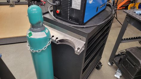 Welding Cart Bottle Anchor | FireShare | Langmuir Systems Welding Torch Holder, Tub Welding Rig, Welding Gas Bottle Rack, Welding Memes Funny, Underwater Welding, Welding Cart, Sheet Metal, Welding Projects, Bottle Holders