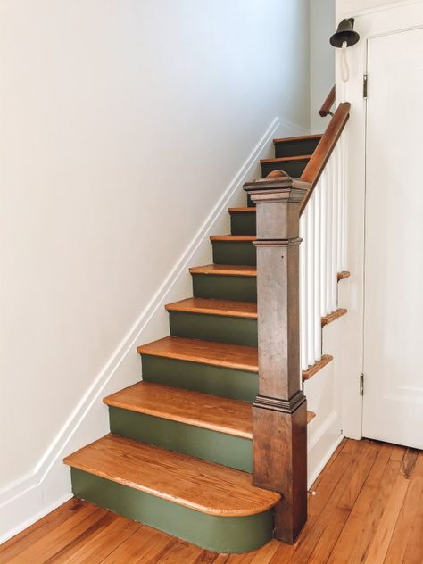 Decoration Cage Escalier, Staircase In Living Room, Painted Stair Risers, Stairs Renovation, Painted Staircases, Stair Makeover, Stairs Makeover, Staircase Makeover, Painted Stairs