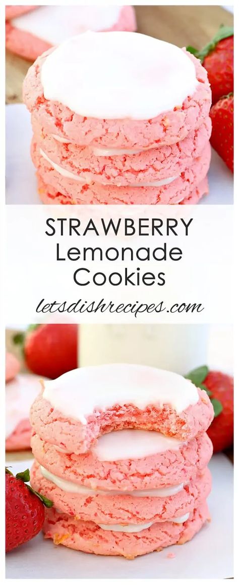 Lemonade Beyonce, Strawberry Lemonade Cookies, Lemonade Cookies, Easy Strawberry Lemonade, Strawberry Cake Mix Cookies, Lemon Crinkle Cookies, Coconut Dessert, Cookie Decorations, Strawberry Cookies