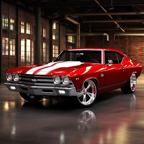 "Classic Muscle Car 1969 Chevelle SS Candy Apple Red White Racing Stripes Introducing our digital masterpiece: a Classic 1969 Chevelle SS in stunning Candy Apple Red with iconic White Racing Stripes. This high-resolution image is meticulously crafted to fit a 20 oz skinny straight tumbler, bringing the timeless charm of this vintage beauty to your everyday life. Digital Download for Versatility: This digital image is not limited to tumblers alone; it can be easily resized for various applications. Whether you're into print-on-demand projects, wall art, or other creative endeavors, the possibilities are endless. Unleash your imagination and showcase this classic car design in ways that suit your unique style. Exceptional Detail and Quality: Our digital image captures the essence of the 1969 Classic American Cars Vintage, American Muscle Cars Wallpapers, 1969 Muscle Cars, Old Trucks Vintage, 1969 Chevelle Ss, Chevelle Ss 454, Old School Muscle Cars, Classical Cars, Chevy Vehicles