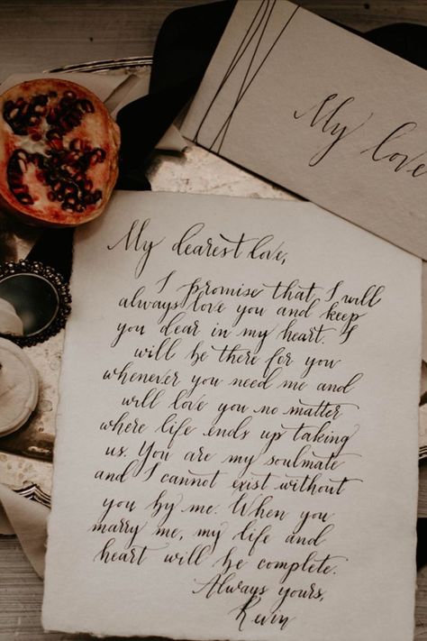 Life Calligraphy, Writing Vows, Calligraphy Vows, Beautiful Love Letters, Vows Quotes, Calligraphy Love, Pretty Letters, Hand Calligraphy, Handwritten Calligraphy