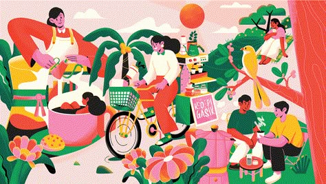 Socialising Illustration, Food World Illustration, Market Illustration Street, Togetherness Illustration, Solution Illustration, Vector Illustration Design Graphics, Cultural Illustration, Hotel Illustration, Community Illustration