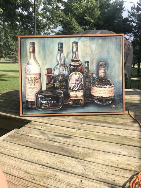 Kentucky Bourbon Painting | Kaitlin Hennessy Art Bourbon Wall Art, Bourbon Artwork, Bourbon Painting, Bourbon Room, Bourbon Recipes, Kentucky Bourbon, Basement Makeover, Large Artwork, Wedding Bar