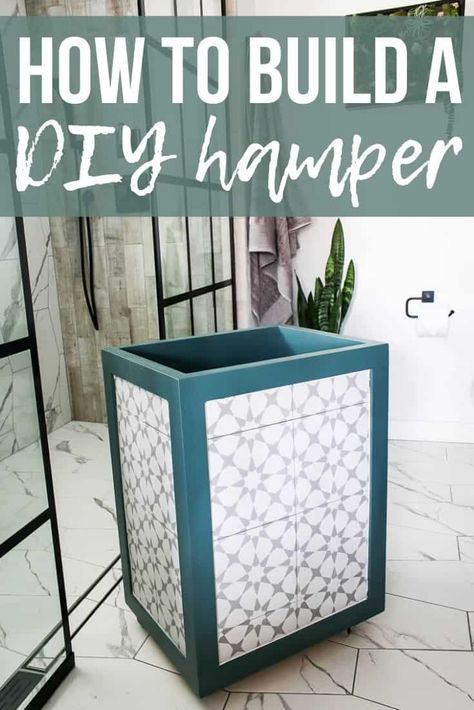 Wooden Laundry Hamper, Hamper Diy, Laundry Hamper With Wheels, Leftover Tile, Tile Inlay, Tile Crafts, Laundry Baskets, Diy Tile, Diy Laundry